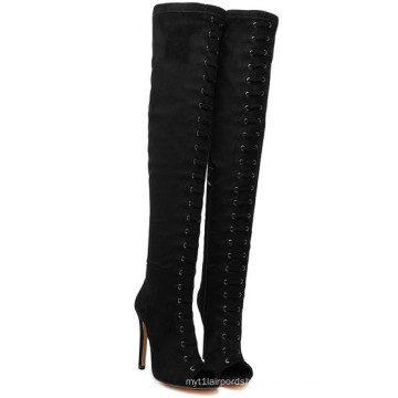 Black Fashion High Heel Ladies Knee Boots (HC 034)